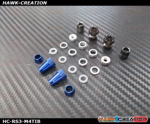 Hawk Creation Anti-Slip Stick Rocker End For JR XG8,11,14 (M4, Titanium+Blue Colour) - New Colour Mix